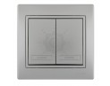 Выключатель двухклавишный Lezard серия Mira металлик серый 701-1010-101