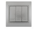 Выключатель тройной Lezard серия Mira металлик серый 701-1010-109