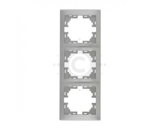 Рамка 3-ая вертикальная Lezard серия Mira металлик серый 701-1000-153