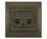 Розетка компьютерная Lezard серия Mira светло-коричневый перламутр