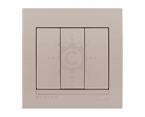 Выключатель трехклавишный Lezard серия Deriy крем 702-0303-109