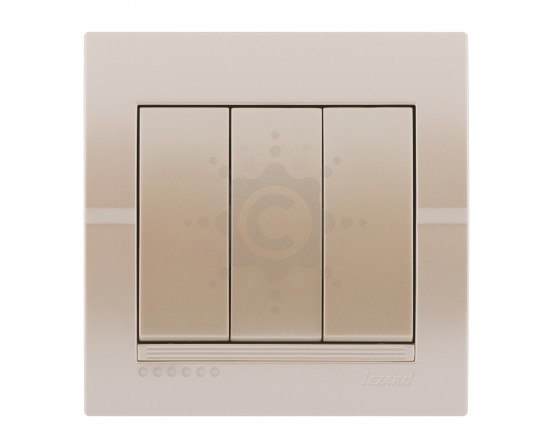 Выключатель трехклавишный Lezard серия Deriy жемчужно-белый перламутр 702-3030-109