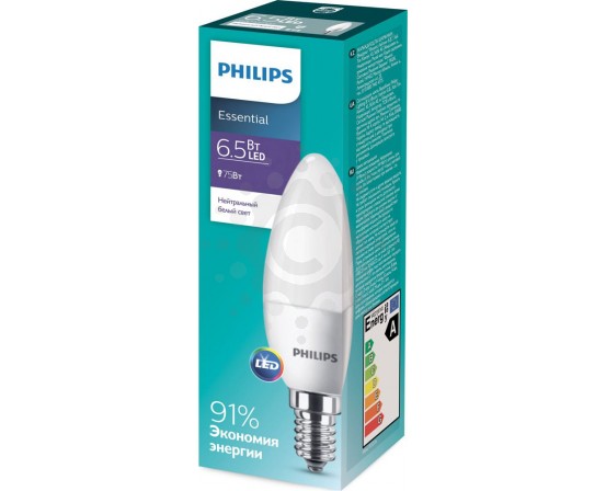 Світлодіодна лампа Philips Essential 6,5W Е14 4000K (Розпродаж) 929002274207 фото 1