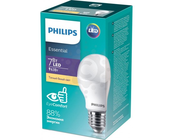 Светодиодная лампа Philips Essential 7W Е27 3000K 929001899487 фото 1