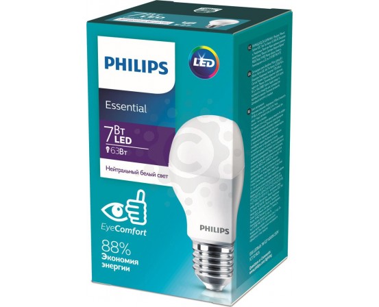 Светодиодная лампа Philips Essential 7W Е27 4000K 929002299087 фото 1