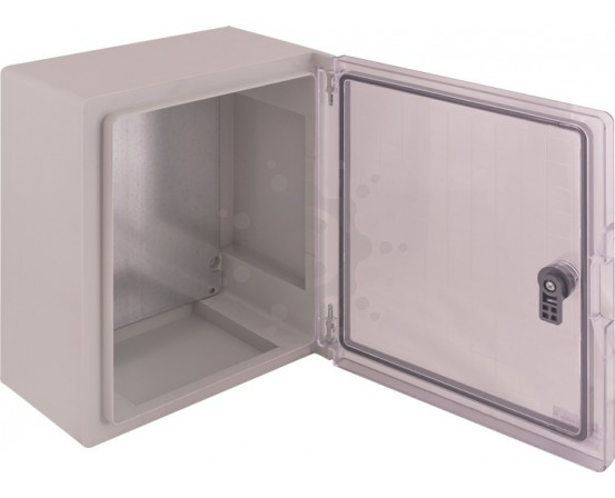 Шкаф ударостійкий з АБС-пластика E.NEXT e.plbox.300.350.165.tr, 300х350х165мм, IP65 з прозорими дверцятами CP5031