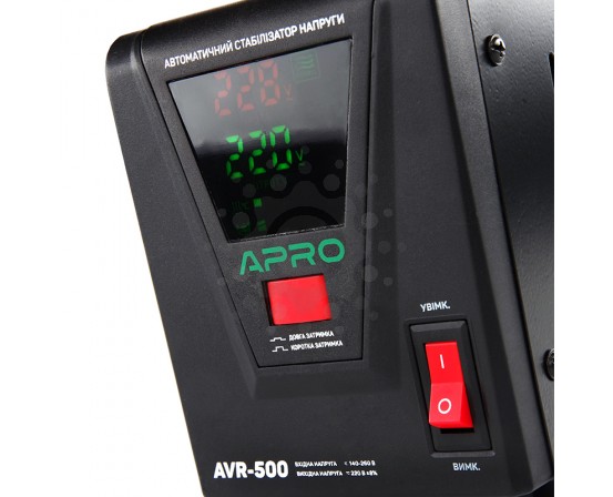 Стабілізатор напруги релейний AVR-500, 400Вт APRO 852005 фото 2
