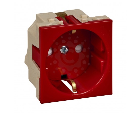 Модульная розетка Schneider Electric с заземлением и защитными заслонками красная RN16-113-K