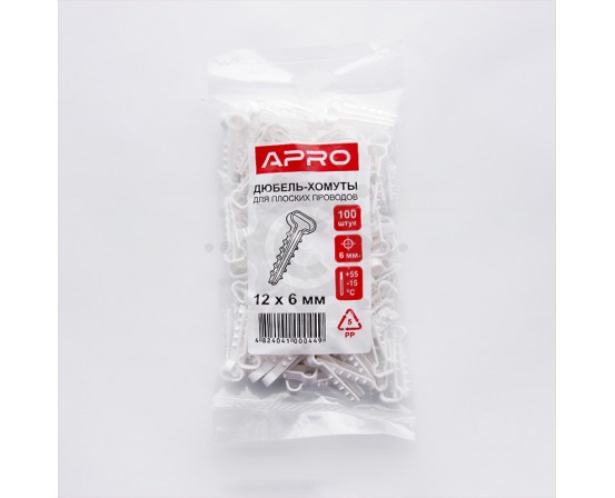 Дюбель-ёлочка (10х5) 2 для плоских проводов белый (пач. 100шт) APRO FT-105 фото 1