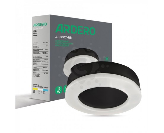 Світлодіодний світильник Ardero AL3007-RB 15W 5000К IP65 чорний 8066