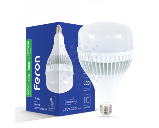 Світлодіодна лампа Feron LB-653 65Вт Е27-E40 6500K 8045