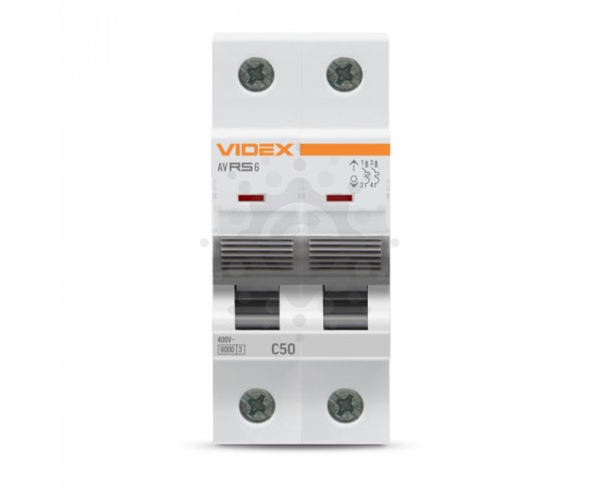 Автоматический выключатель RS6 2п 50А 6кА С VIDEX RESIST VF-RS6-AV2C50 фото 1