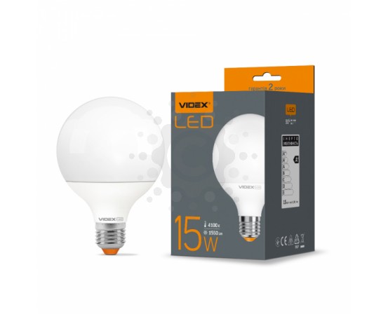 LED лампа VIDEX  G95e 15W E27 4100K VL-G95e-15274