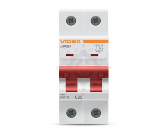 Автоматичний вимикач RS4 2п 25А С 4,5кА VIDEX RESIST VF-RS4-AV2C25 фото 1