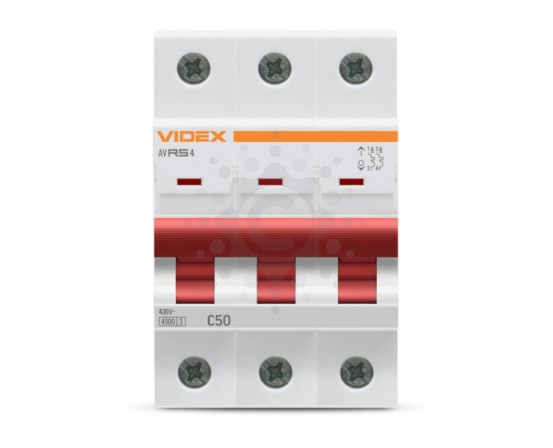 Автоматичний вимикач RS4 3п 50А С 4,5кА VIDEX RESIST VF-RS4-AV3C50 фото 1