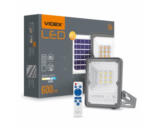 LED прожектор автономный VIDEX 600Lm 5000K VL-FSO-205
