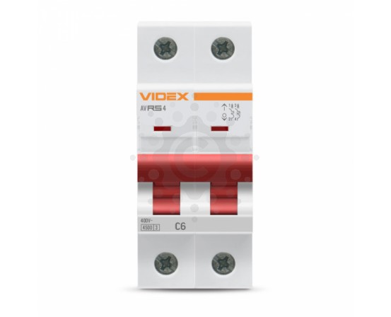 Автоматичний вимикач RS4 2п  6А С 4,5кА VIDEX RESIST VF-RS4-AV2C06 фото 1