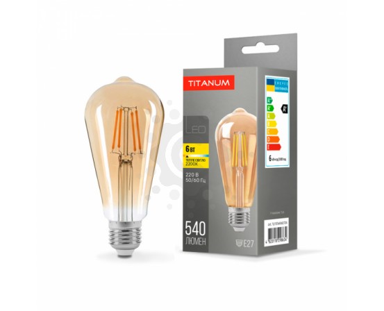 LED лампа TITANUM  Filament ST64 6W E27 2200K бронза TLFST6406272A