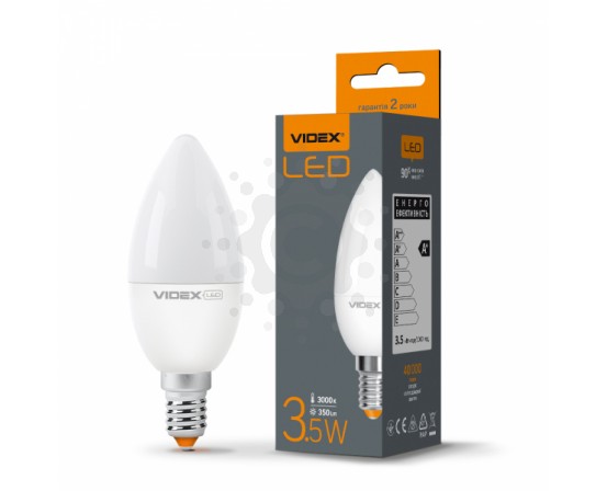 LED лампа VIDEX  C37e 3.5W E14 3000K VL-C37e-35143
