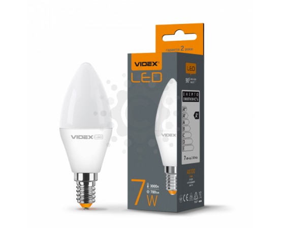 LED лампа VIDEX  C37e 7W E14 3000K VL-C37e-07143