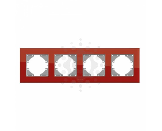Рамка красное стекло 4 места горизонтальная VIDEX BINERA VF-BNFRG4H-RD фото 2
