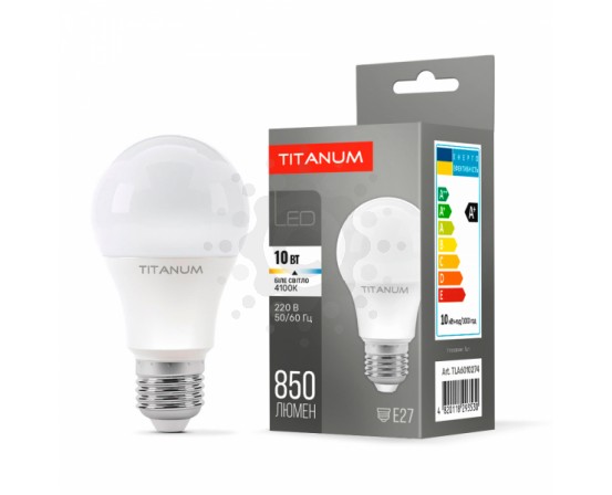 LED лампа TITANUM A60 10W E27 4100K TLA6010274