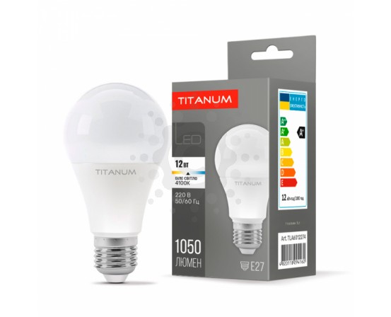LED лампа TITANUM A60 12W E27 4100K 220V TLA6012274