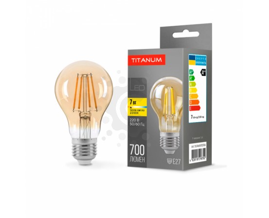 LED лампа TITANUM  Filament A60 7W E27 2200K бронза TLFA6007272A