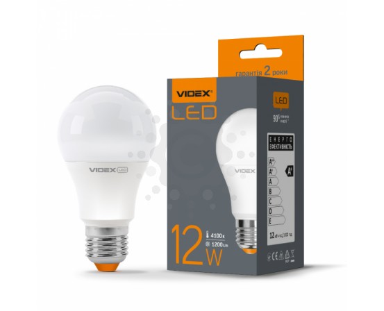 LED лампа VIDEX  A60e 12W E27 4100K VL-A60e-12274