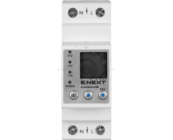 Счетчик однофазный E.NEXT e.control.w06 электронный с функцией защиты и контроля напряжения и тока i0310033 фото 1