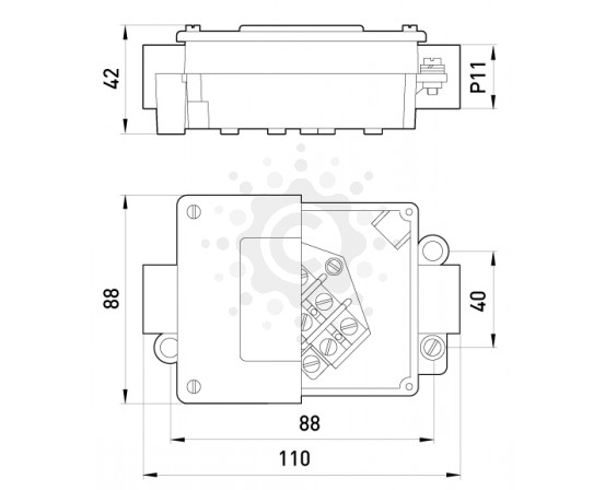 Коробка монтажная металлическая E.NEXT Р11/2, IP 44, 400 B, 5*2,5 016 фото 1
