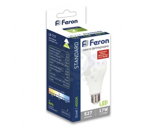 Світлодіодна лампа Feron LB-717 17W E27 4000K 5487 фото 1