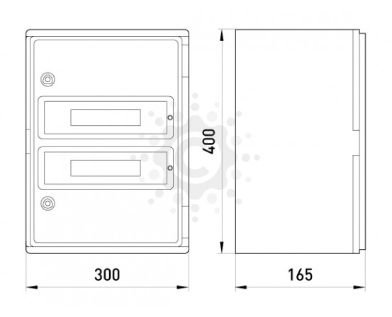 Шкаф ударопрочный из АБС-пластика E.NEXT  e.plbox.300.400.165.24m.blank, 300х400х165мм, IP65 с панелью под 24 модули CP5103 фото 1