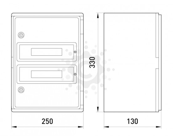 Шкаф ударопрочный из АБС-пластика E.NEXT  e.plbox.250.330.130.18m.tr, 250х330х130мм, IP65 с прозрачной дверцей и панелью под 18 модулей CP5112 фото 1
