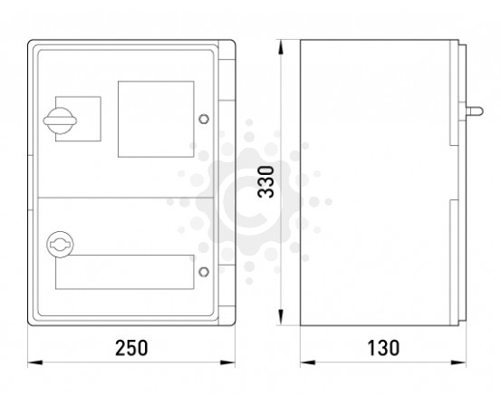 Шкаф ударопрочный из АБС-пластика E.NEXT  e.plbox.250.330.130.1f.2m.blank, 250х330х130мм, IP65 с панелью под 1 - фазный счетчик и 2 модуля CP5201 фото 1