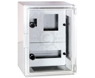 Шкаф ударопрочный из АБС-пластика E.NEXT  e.plbox.250.330.130.1f.2m.tr, 250х330х130мм, IP65 с прозрачной дверцей, панелью под 1 - фазный счетчик и 2 модуля