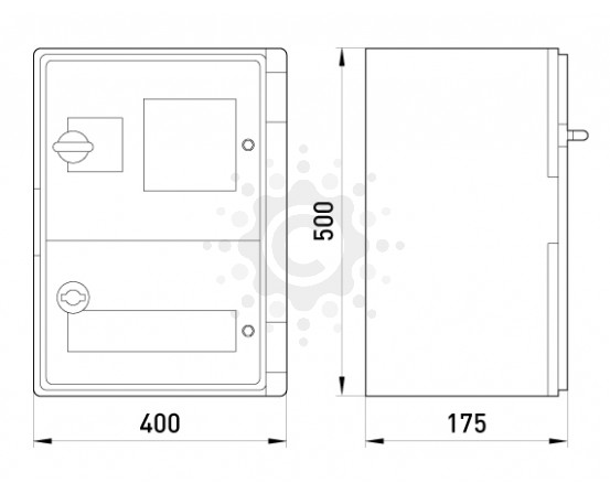 Шкаф ударопрочный из АБС-пластика E.NEXT  e.plbox.400.500.175.3f.6m.tr, 400х500х175мм, IP65 с прозрачной дверцей, панелью под 3 - фазный счетчик и 6 модулей CP5213 фото 1