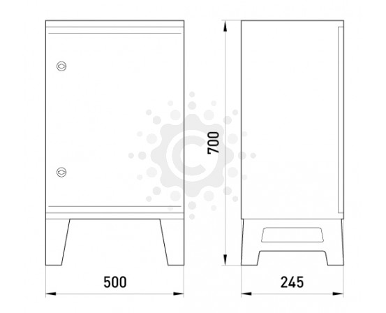 Шкаф ударопрочный из АБС-пластика E.NEXT  e.plbox.nap.500.700.245.3f.16m.8m., Blank, 500х700х245мм, IP65, с панелью под 3 - фазный счетчик и 16 модулей и 8 розеток CP5502 фото 1
