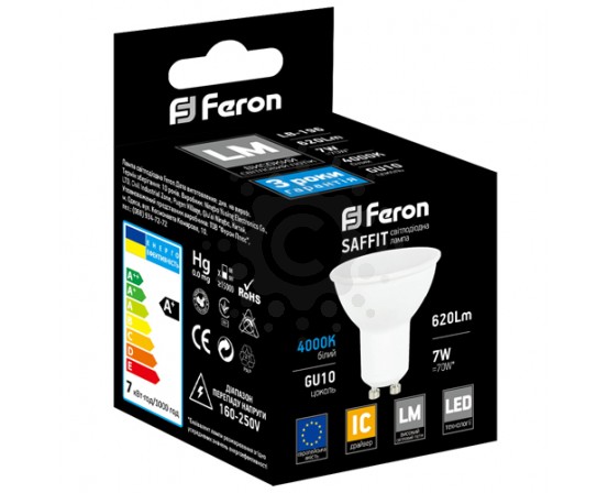 Світлодіодна лампа Feron LB-196 7W GU10 4000K 5563 фото 1