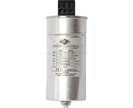Самовосстанавливающийся цилиндрический конденсатор для коррекции коэффициента мощности Lifasa  7,5 кВАр, 460В POLB46075SK