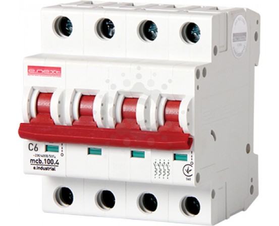 Модульный автоматический выключатель E.NEXT  e.industrial.mcb.100.4.C6, 4 р, 6А, C,  10кА i0180028