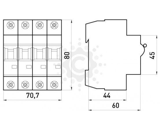 Модульный автоматический выключатель E.NEXT  e.industrial.mcb.100.4.C6, 4 р, 6А, C,  10кА i0180028 фото 1