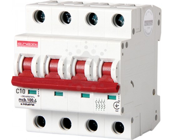 Модульный автоматический выключатель E.NEXT  e.industrial.mcb.100.4.C10, 4 р, 10А, C, 10кА i0180029