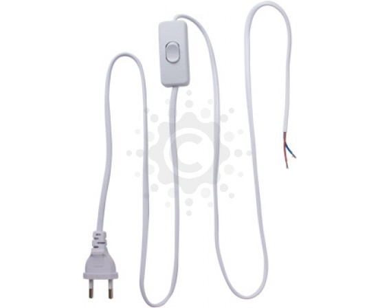 Шнур с вилкой и переключателем E.NEXT e.wire. switch / plug. white, белый, 2х0,75, 1,5М l020003
