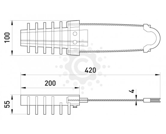 Анкерный изолированный зажим E.NEXT  e.i.clamp.pro.rope.70.120, 70-120 кв.мм, на тросике p027002 фото 1