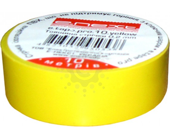 Изолента E.NEXT  e.tape.pro.10.yellow из самозатухающего ПВХ, желтая (10м) p0450002