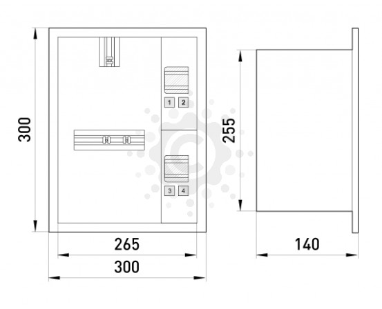 Шкаф распределительный e.mbox.stand.w.f1.04.z под однофазный счетчик+ 4 мод. встраиваемый с замком s0100002 фото 1