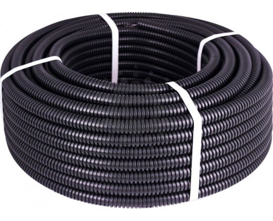 Труба гофрированная тяжелая (750Н) E.NEXT  e.g.tube.pro.25.32 (15м).black,черная s028047b