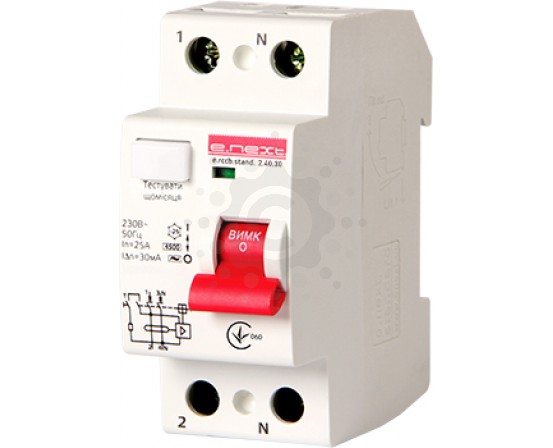 Выключатель дифференциального тока E.NEXT  e.rccb.stand.2.40.10 2р, 40А, 10mA s034008