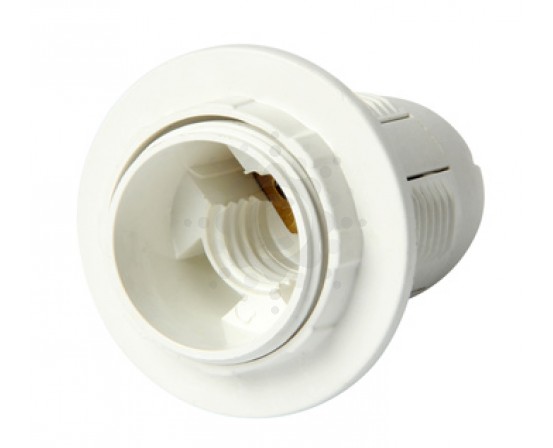 Патрон электрический пластиковый с гайкой, белый E.NEXT e.lamp socket with nut.E14.pl.white s9100006